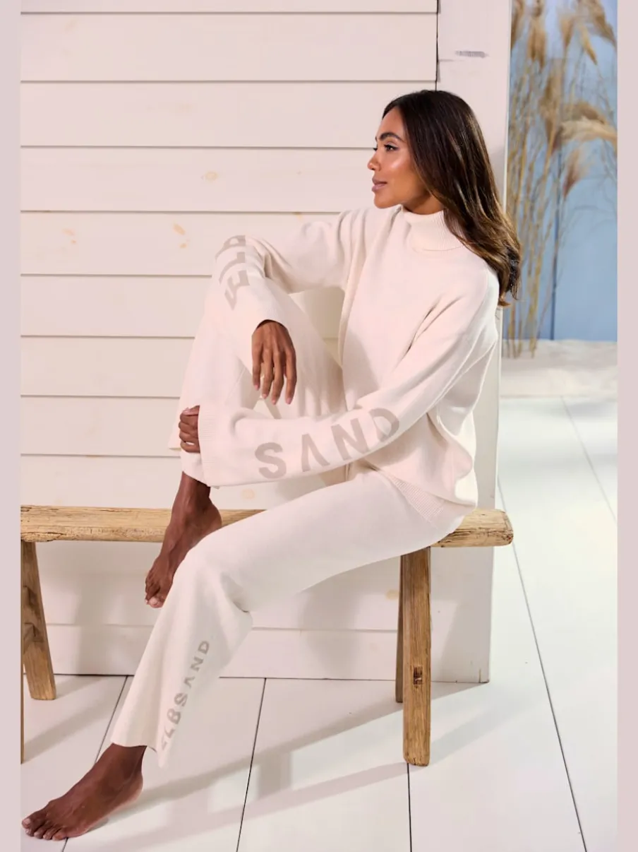 Pantalon en tricot doux avec ceinture élastique et jambes larges