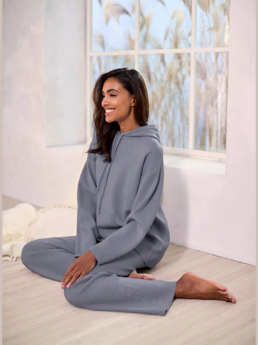 Pantalon en tricot doux avec ceinture élastique et jambes larges