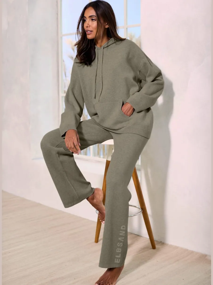 Pantalon en tricot doux avec ceinture élastique et jambes larges