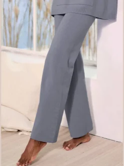 Pantalon en tricot doux avec ceinture élastique et jambes larges