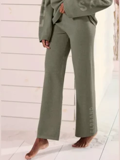 Pantalon en tricot doux avec ceinture élastique et jambes larges
