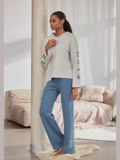 Pantalon en tricot doux avec ceinture élastique et jambes larges