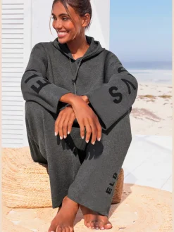Pantalon en tricot doux avec ceinture élastique et jambes larges