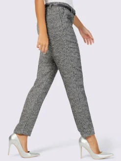 Pantalon en tweed avec ceinture et poches décoratives