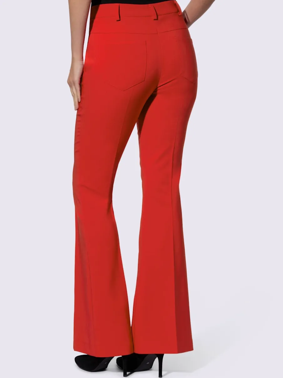 Pantalon extensible à coupe bootcut avec nervures affinantes
