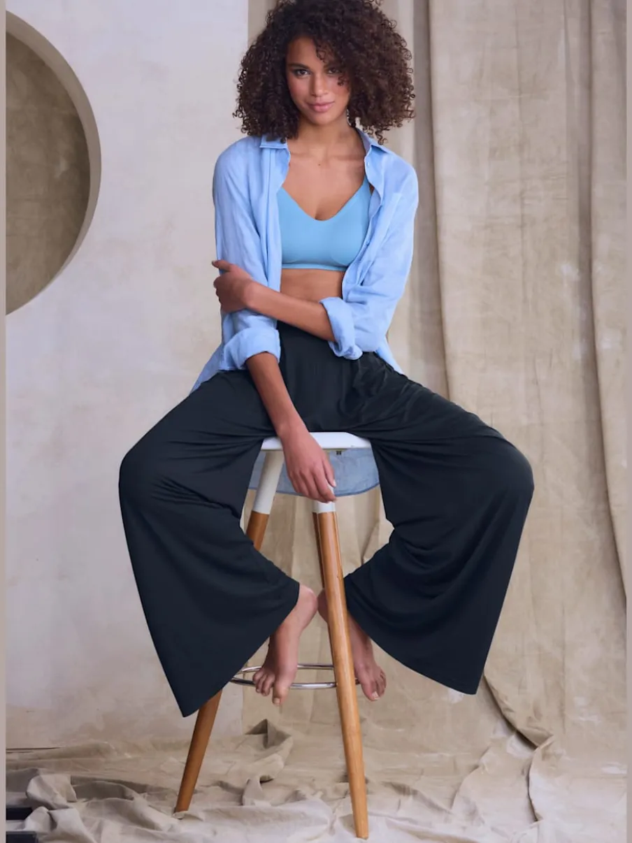 Pantalon extra-large doux avec pinces et poches latérales