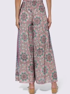 Pantalon à fleurs avec large jambes et poches cousues