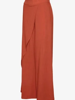 Pantalon fluide en mélange de lin et viscose avec large ceinture élastique