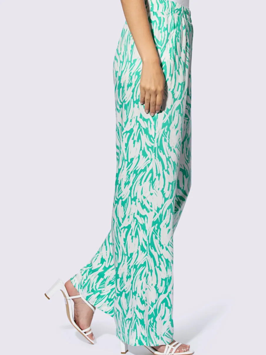 Pantalon fluide à imprimé avec ceinture élastique confortable