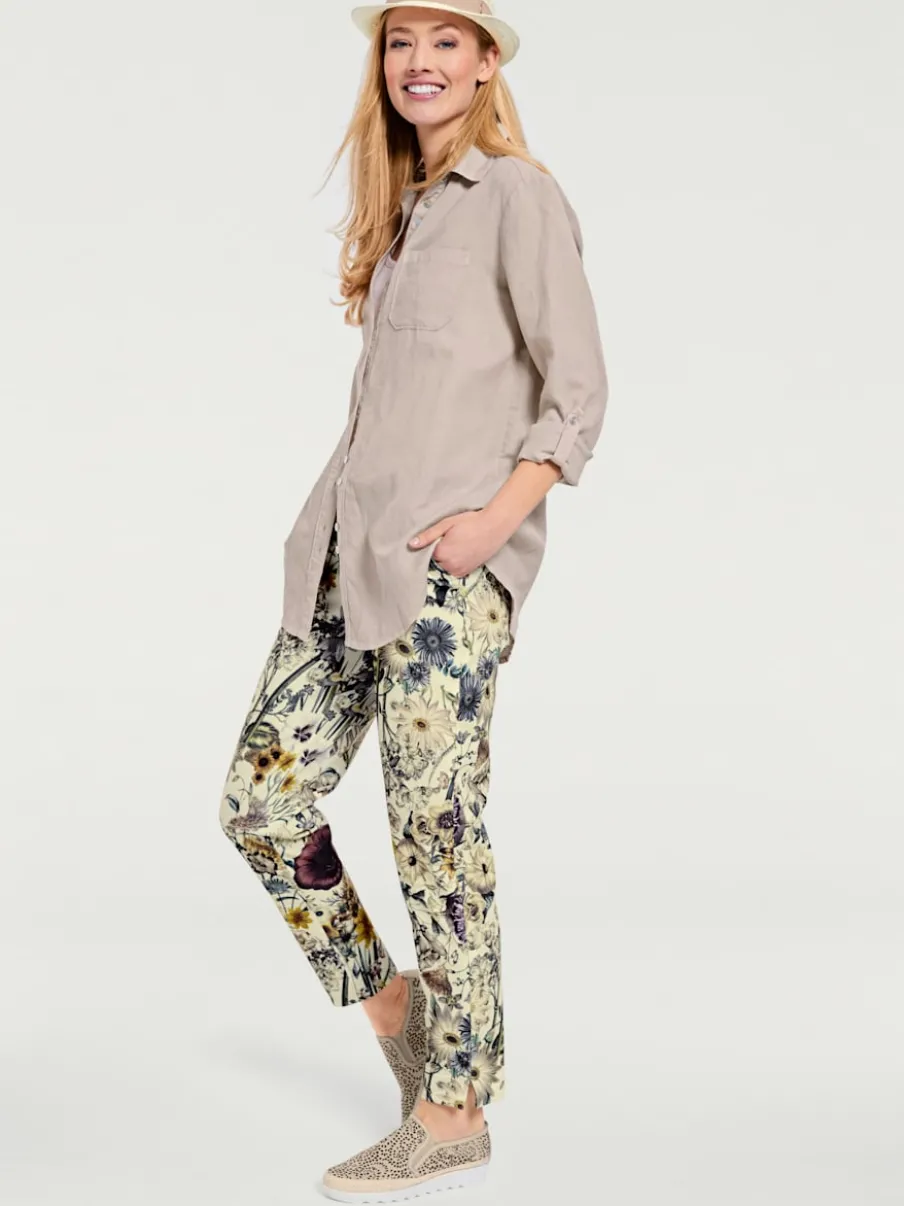 Pantalon fluide imprimé floral à taille standard et pieds ajustés