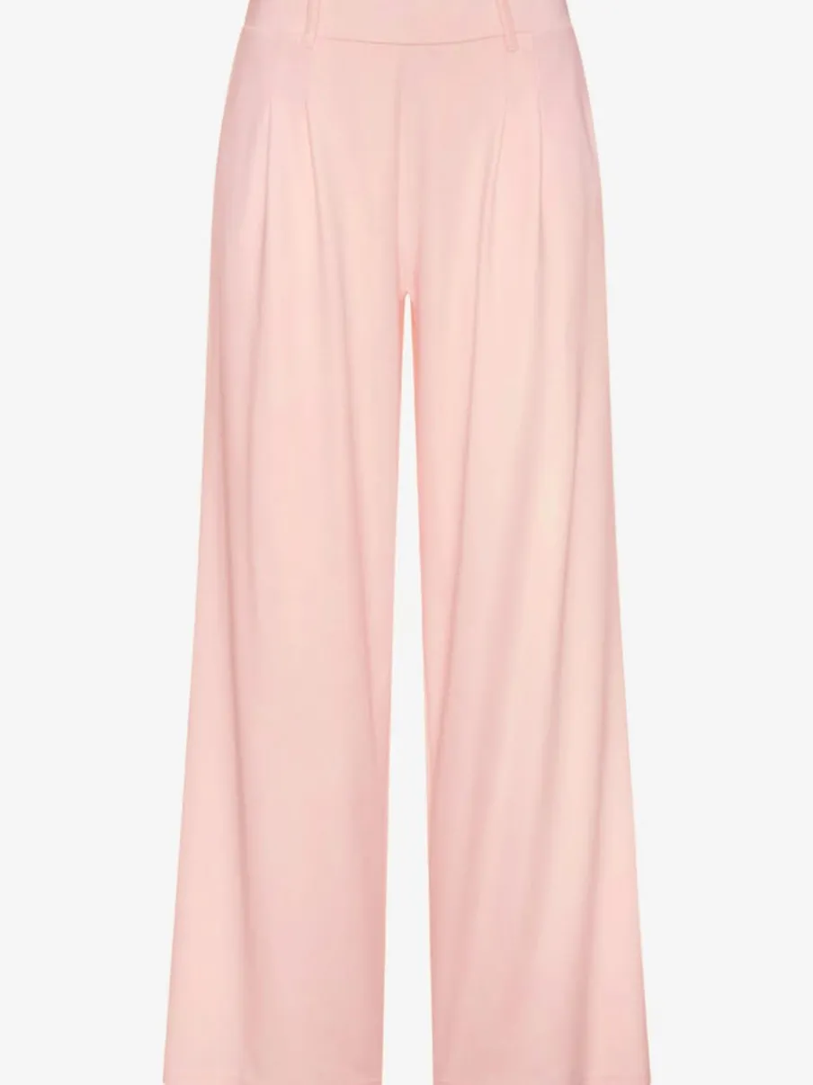 Pantalon fluide à taille haute avec poches latérales et jambes larges