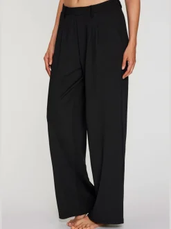 Pantalon fluide à taille haute avec poches latérales et jambes larges