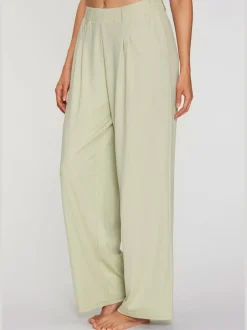 Pantalon fluide à taille haute avec poches latérales et jambes larges
