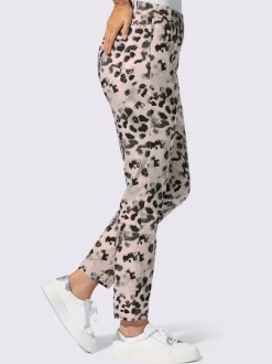 Pantalon imprimé animal avec ceinture élastique et poches