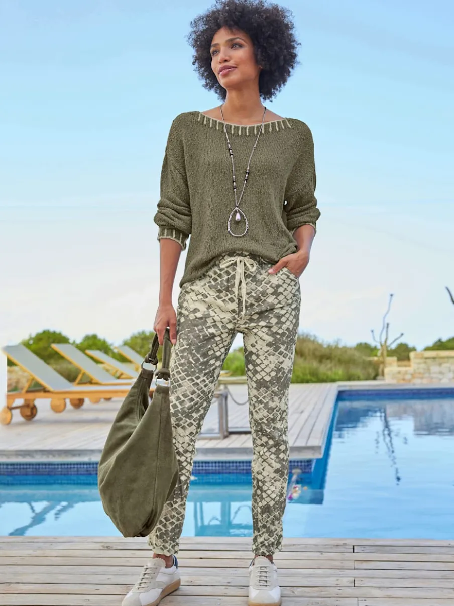 Pantalon imprimé avec ceinture élastique et poches