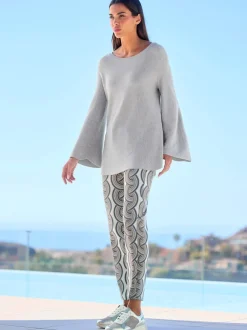 Pantalon à imprimé graphique avec poches et fermeture crochet