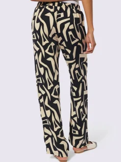 Pantalon imprimé à jambes larges avec poches et ceinture élastique
