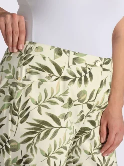 Pantalon imprimé motif feuilles