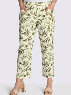 Pantalon imprimé motif feuilles