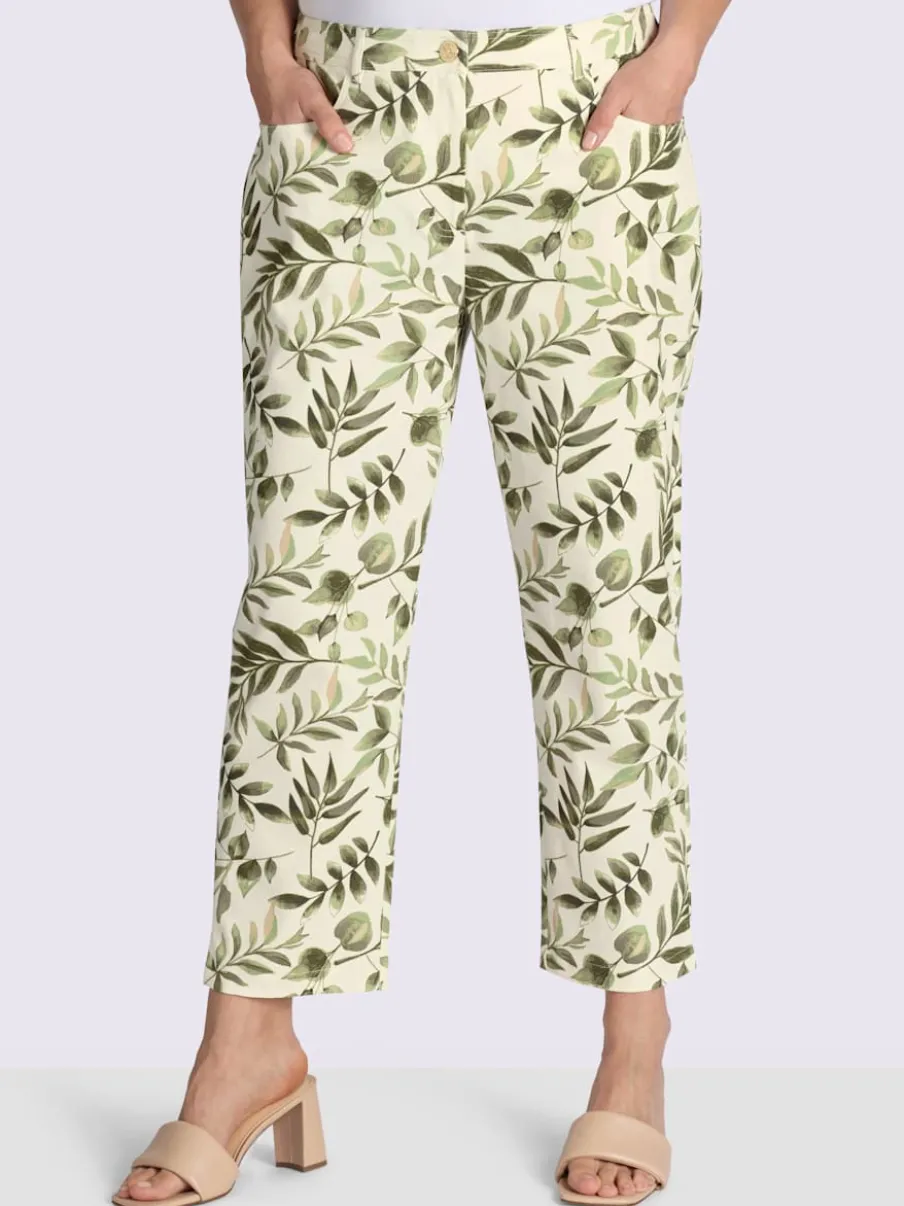 Pantalon imprimé motif feuilles