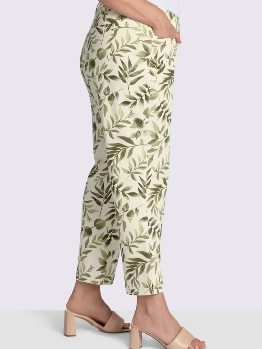 Pantalon imprimé motif feuilles