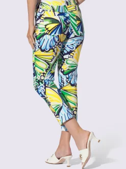 Pantalon imprimé motifs fleuris avec poches et fentes latérales