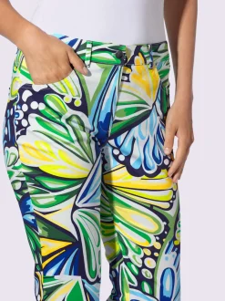 Pantalon imprimé motifs fleuris avec poches et fentes latérales