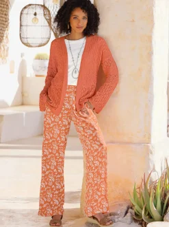 Pantalon à imprimé paisley avec ceinture élastique et jambes larges