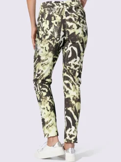 Pantalon imprimé à taille élastique et poches avec lien à nouer