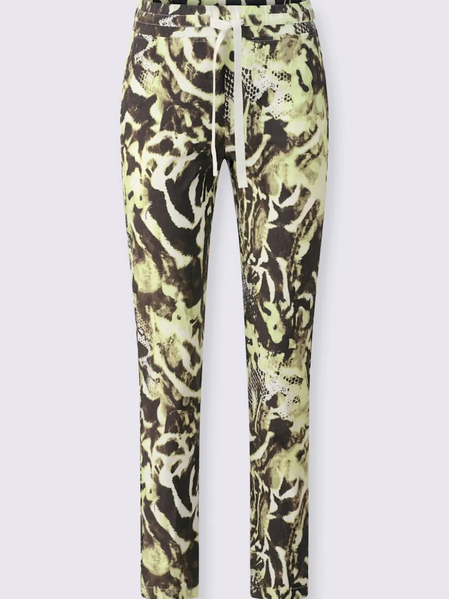 Pantalon imprimé à taille élastique et poches avec lien à nouer