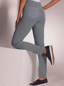 Pantalon jacquard à ceinture confortable et poches pratiques