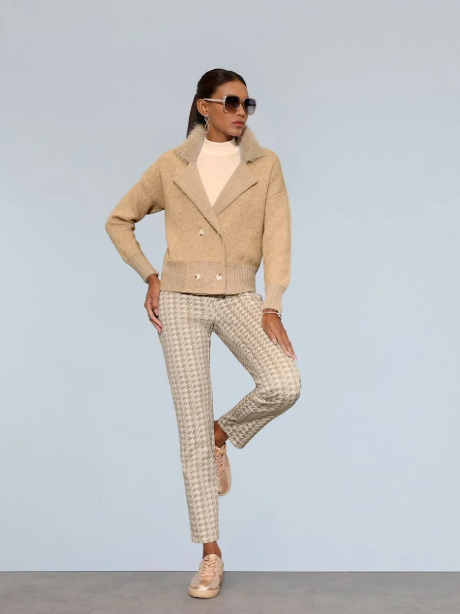 Pantalon jacquard structuré avec large ceinture élastique et poches