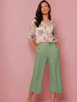 Pantalon à jambes larges avec ceinture élastique et poches