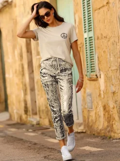 Pantalon jogging avec taille élastique et poches en effet froissé