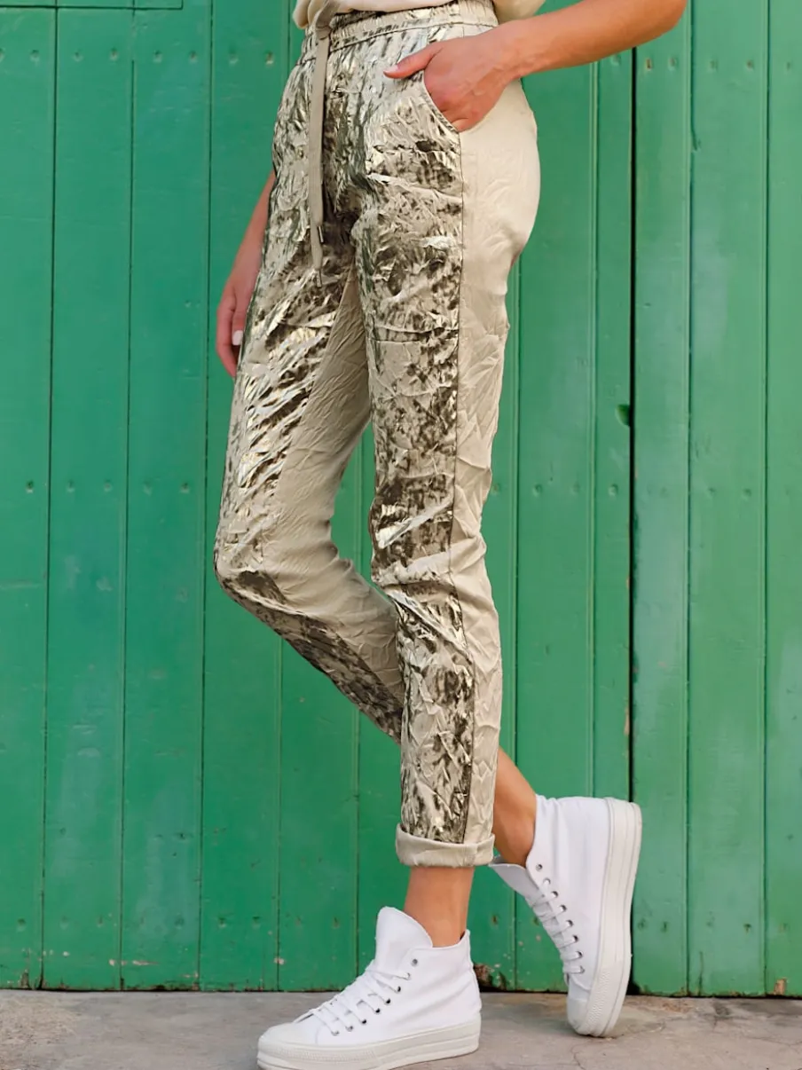 Pantalon jogging avec taille élastique et poches en effet froissé