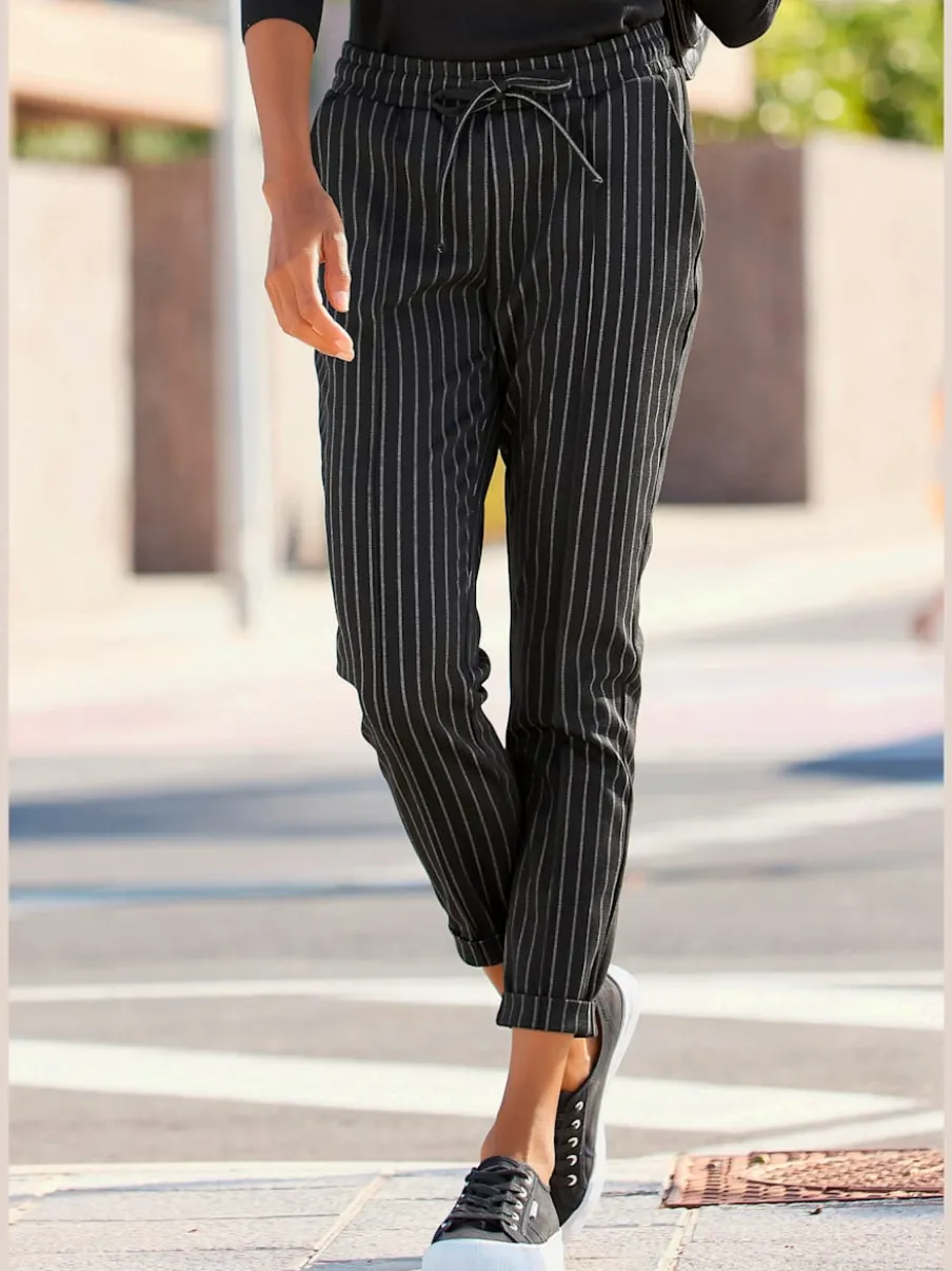Pantalon jogpant avec ceinture élastique et rayures verticales