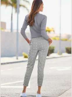 Pantalon jogpant à carreaux avec ceinture élastique et poches