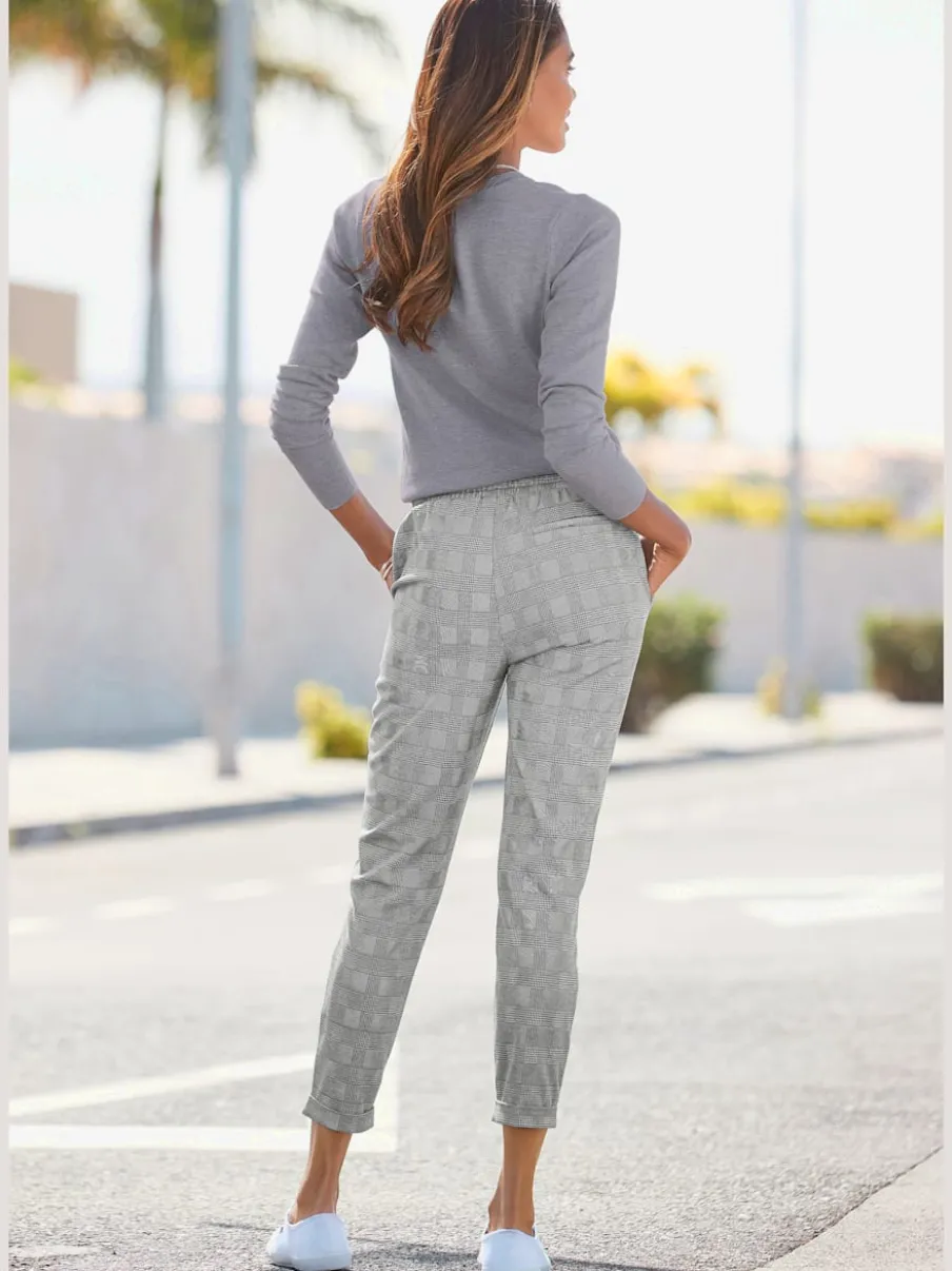 Pantalon jogpant à carreaux avec ceinture élastique et poches