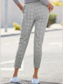 Pantalon jogpant à carreaux avec ceinture élastique et poches