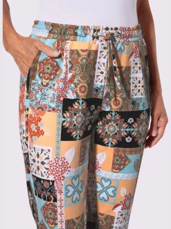 Pantalon jogpant en coton à motifs fleuris avec ceinture élastique