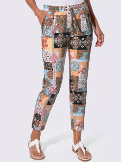 Pantalon jogpant en coton à motifs fleuris avec ceinture élastique