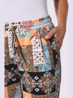 Pantalon jogpant en coton à motifs fleuris avec ceinture élastique