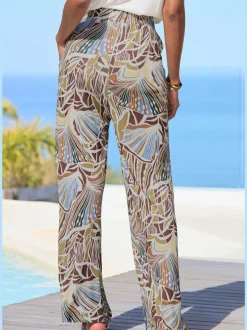 Pantalon large avec ceinture élastique et poches latérales