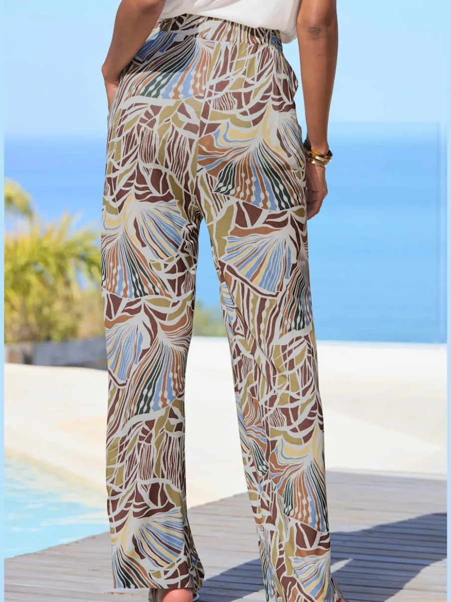 Pantalon large avec ceinture élastique et poches latérales