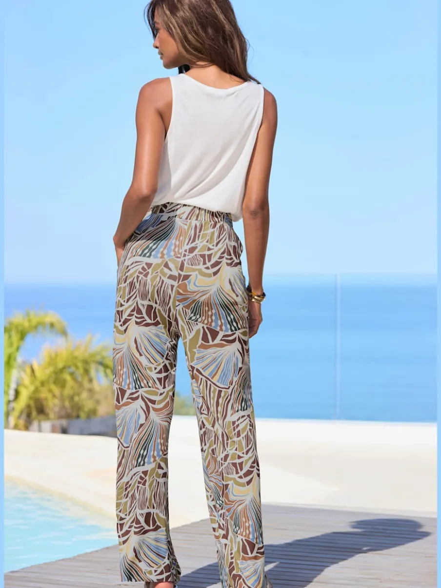 Pantalon large avec ceinture élastique et poches latérales
