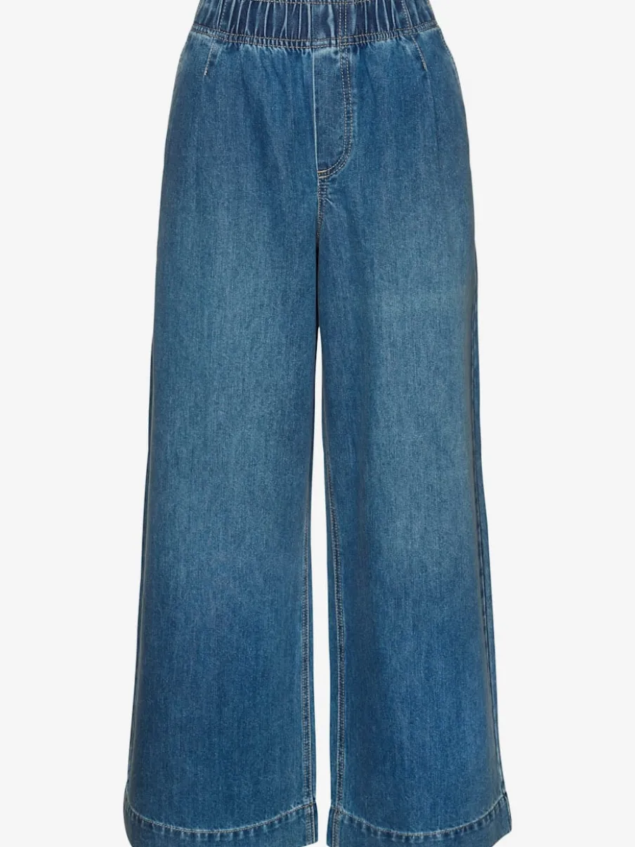 Pantalon large avec ceinture élastique et pinces visibles