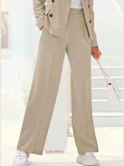 Pantalon large avec pinces à poches fendues et décoratives