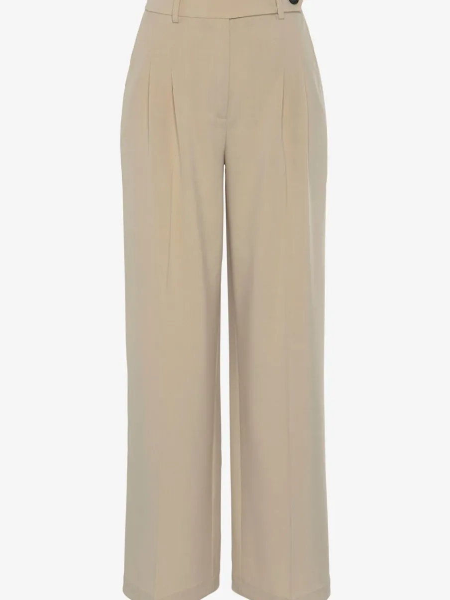 Pantalon large avec pinces à poches fendues et décoratives