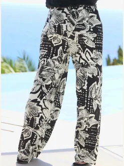 Pantalon large avec poches latérales et imprimé floral