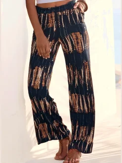 Pantalon large à ceinture élastique avec poches latérales